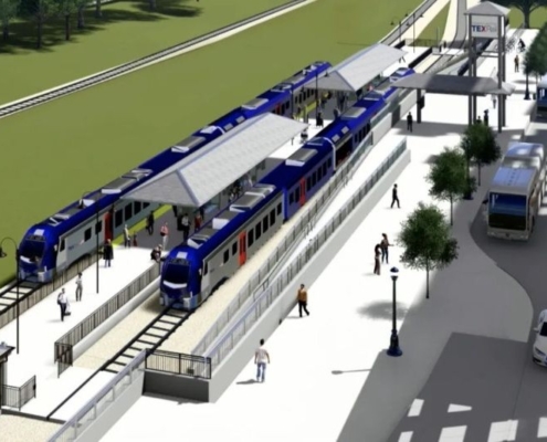rendering of the planned TEXRail Medical District station_Original Image Credit Kera News 800x533