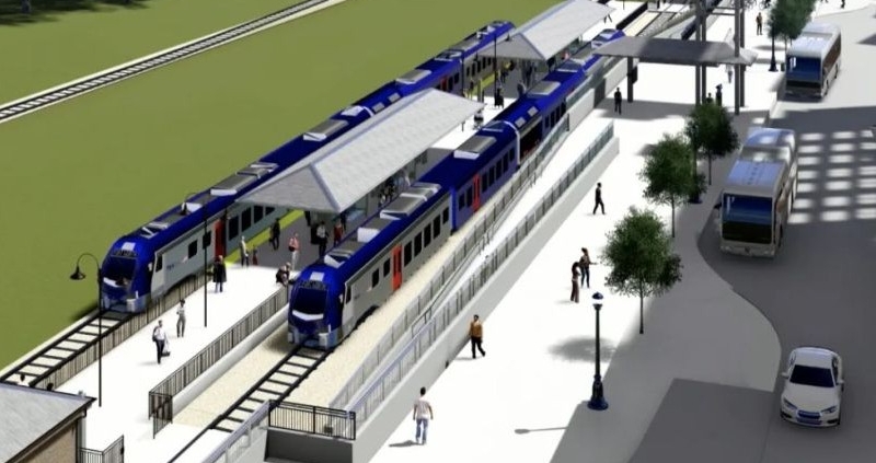 rendering of the planned TEXRail Medical District station_Original Image Credit Kera News 800x533