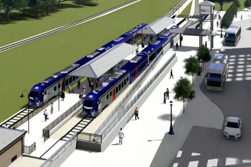 rendering of the planned TEXRail Medical District station_Original Image Credit Kera News 800x533