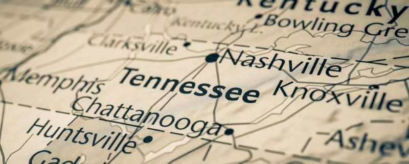 Tennessee on the map of USA_shutterstock_2422696619 800x533